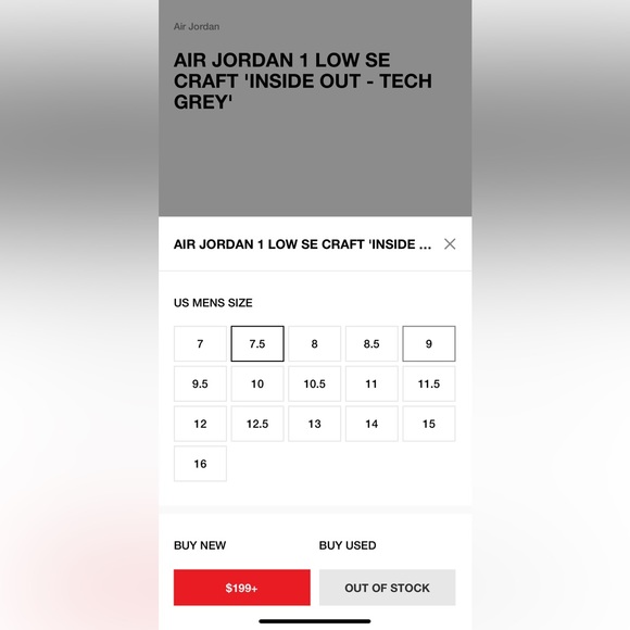 Air Jordan 1 Low SE Craft Inside Out — Men’s 7.5 // Women’s size 9 - Picture 9 of 9